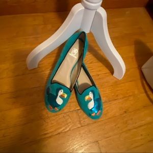 “Rara Avis” turquoise toucan ballet slipper/shoes